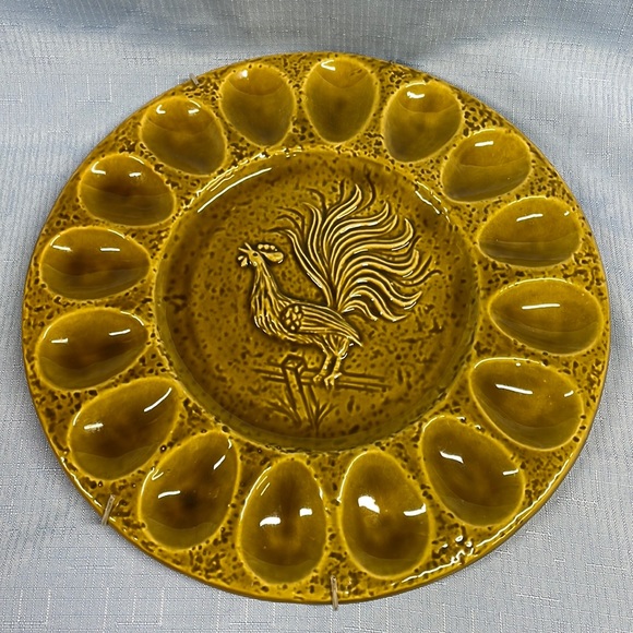 California pottery Accents California Pottery Deviled Egg Plate 69 Avocado Green Rooster
